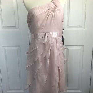 NWT Adrianna Papell Pink Asymmetrical Ruched One-Shoulder Dress